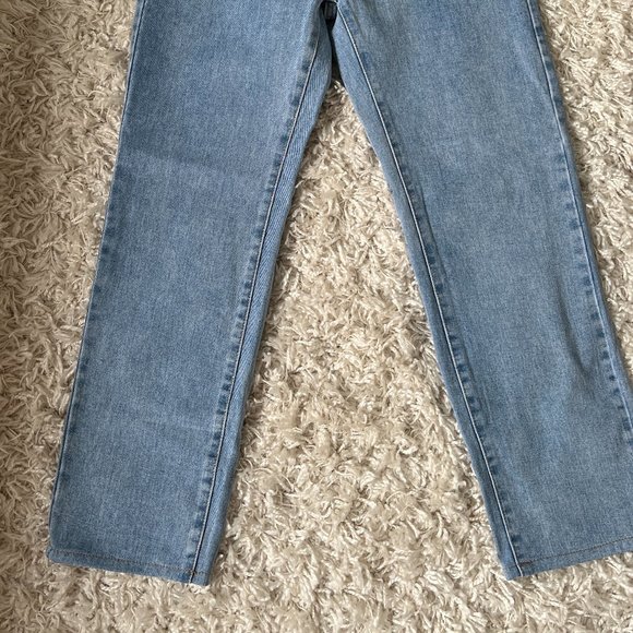 NWOT UK 10/M Dolls Kill Bum Rip Light Wash Straight Leg Jeans Momokrom - Picture 4 of 8